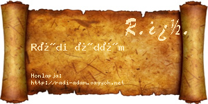 Rádi Ádám névjegykártya